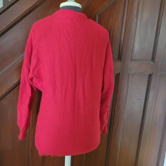 Vintage Carriage Court Red Embellished Sweater With Floral Applique & Sequins S - Picture 4 of 7